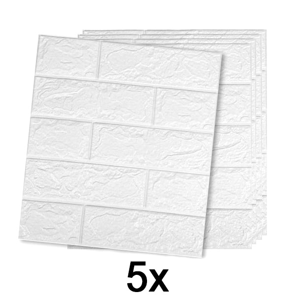 1x Papier peint autocollant avec motif 3D de briques (5 pièces) | BRICKSBY