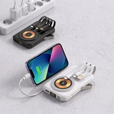 Batterie externe magnétique sans fil - 10 000 mAh, 4 câbles, support | ULTICHARG