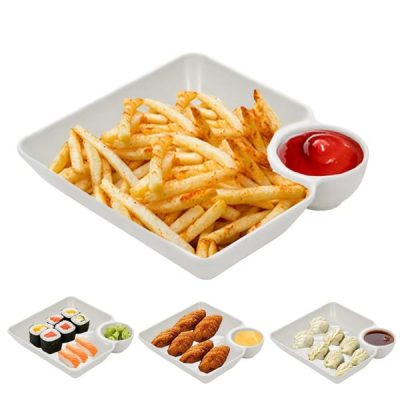 Assiettes carrées pour en-cas et sauces (4 pcs) | DIPLUXA