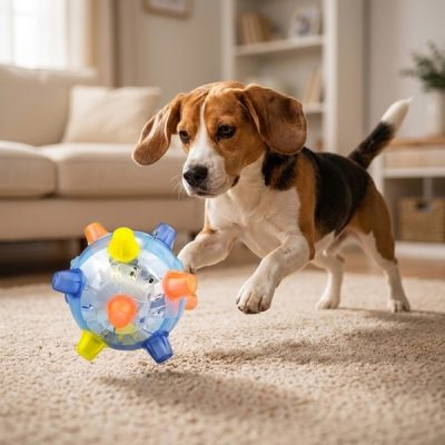 Balle interactive rebondissante pour chiens avec son et lumières LED | ACTIBALL